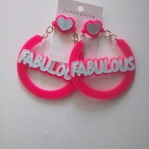 LADIES FABULOUS LOOP FASHION EARRINGS PINK NEW
